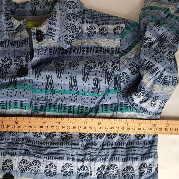 Sigrid Olsen Quilted Jacket Womens Large Blue Button Closure 100% Cotton Granny - Picture 6 of 7